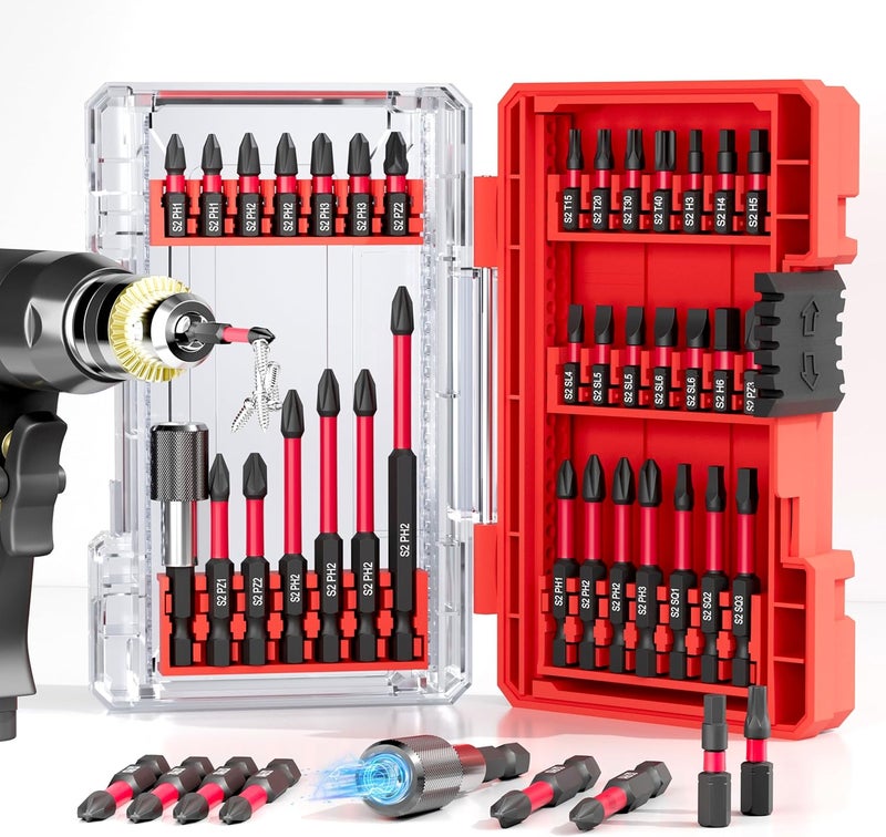 YOSIGHT 35Pcs Screwdriver Bits Set S2 Steel Screwdriver Impact Kit With a Storage Case, Used for Power Screwdrivers and Electric Drill Drivers - Image 1